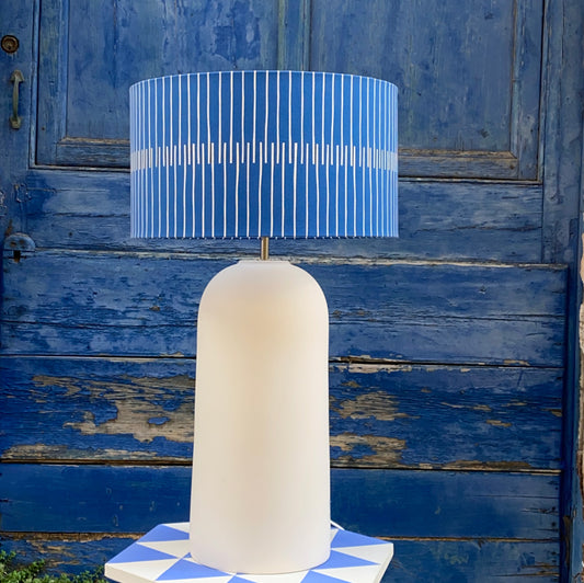 tela por metros Lithica blanco sobre azul