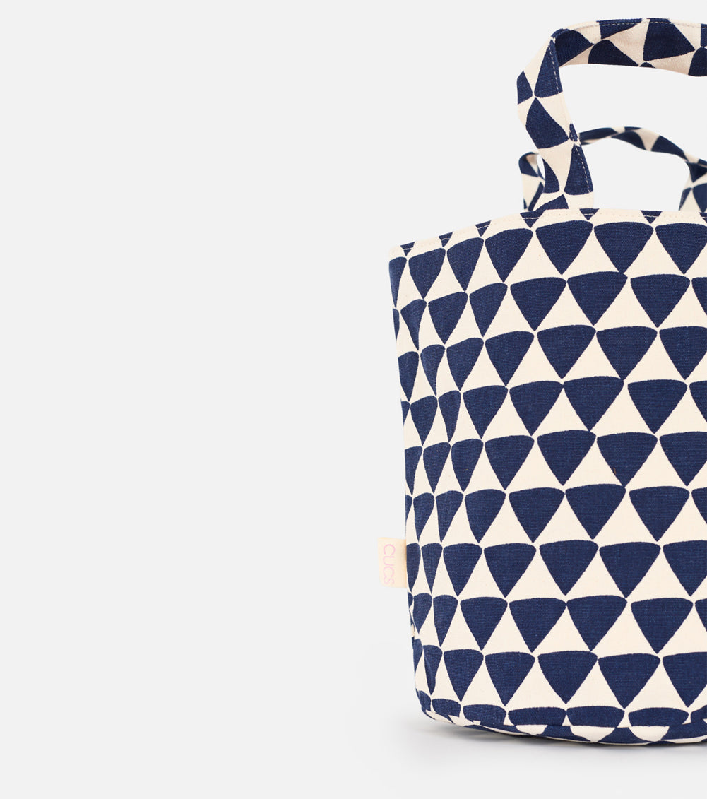 bolso maceta triángulos azul marino