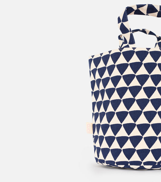 bolso maceta triángulos azul marino