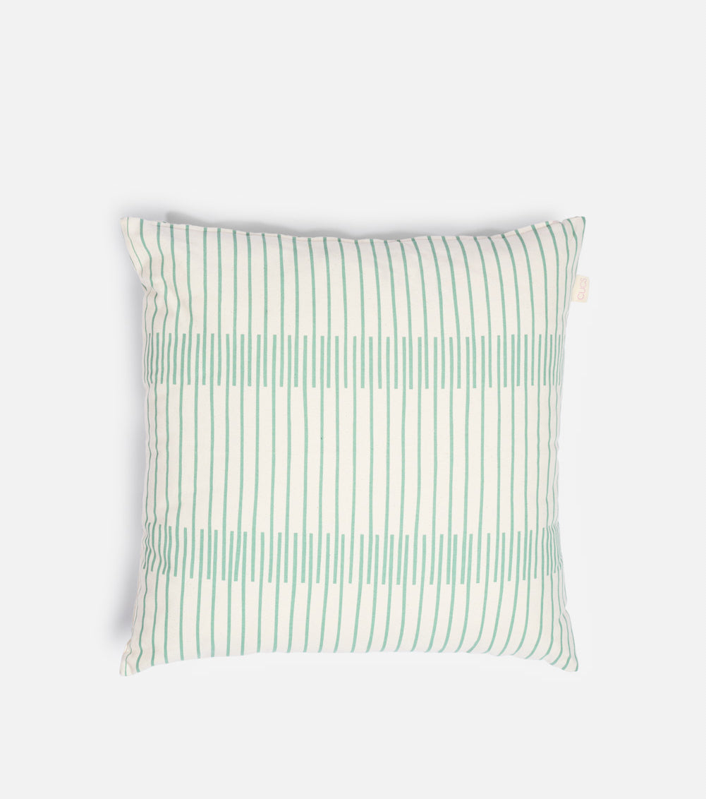 funda de cojín rayas on/off menta sobre blanco